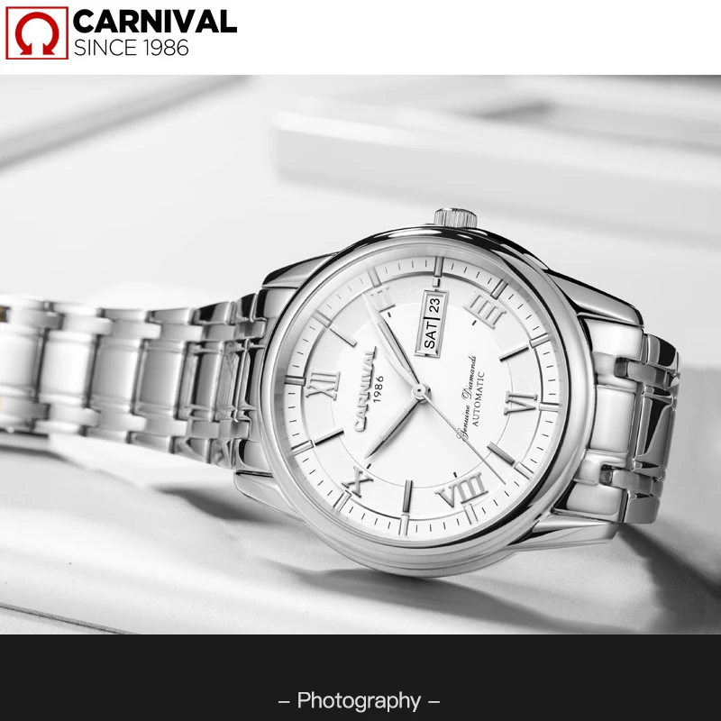 كرنفال التريتيوم T25 مضيئة مزدوجة التقويم العسكرية التلقائي الميكانيكية ووتش الرجال الفاخرة العلامة التجارية الساعات للماء ساعة uhr