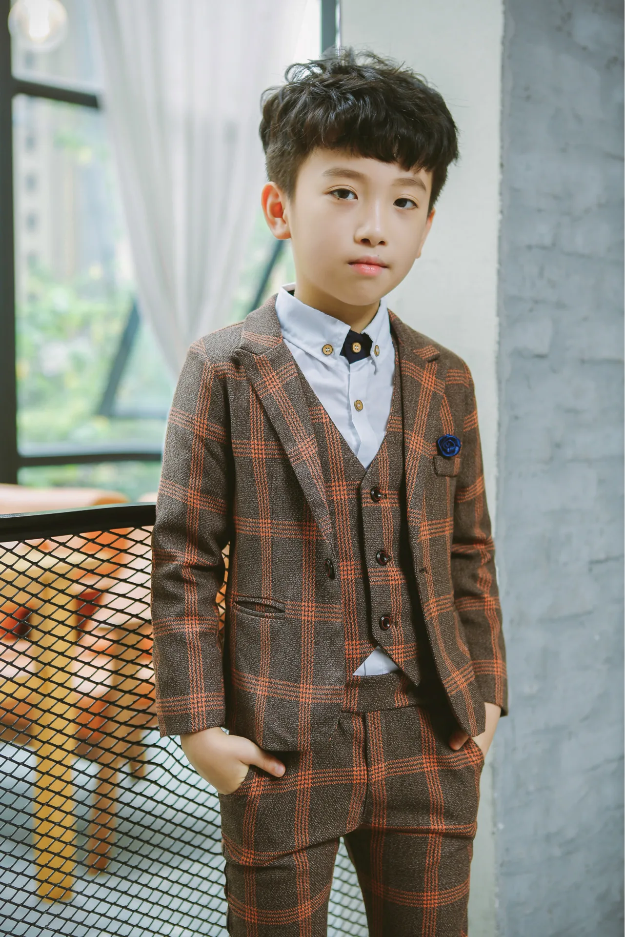 Flower Boys Formal Suit for Weddings Children Blazer Jacket Vest Pants Tie 4pcs Tuxedo Kids Gentleman Party Host Clothing Set