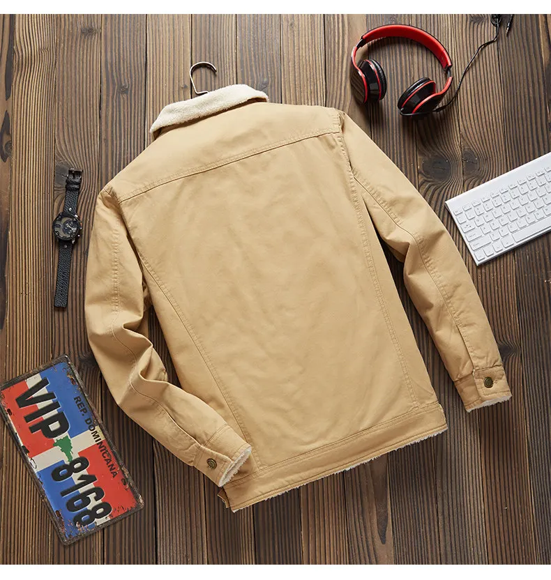 MuLS Winter Trucker Jacket Men Autumn Bomber Jacket Coat Cotton Fleece Spring Stand Collar Windproof Male Outwear Mens 2019 New 06
