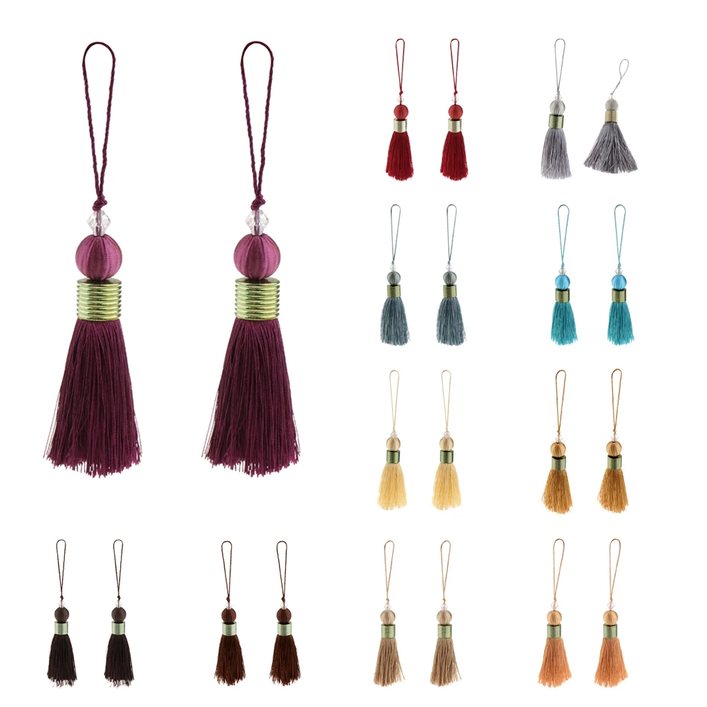 2Pcs Variety Colors Polyester Thread Tassel Charm Pendant Bag Chain Key Decoration Curtain Drapery Tassels Decor