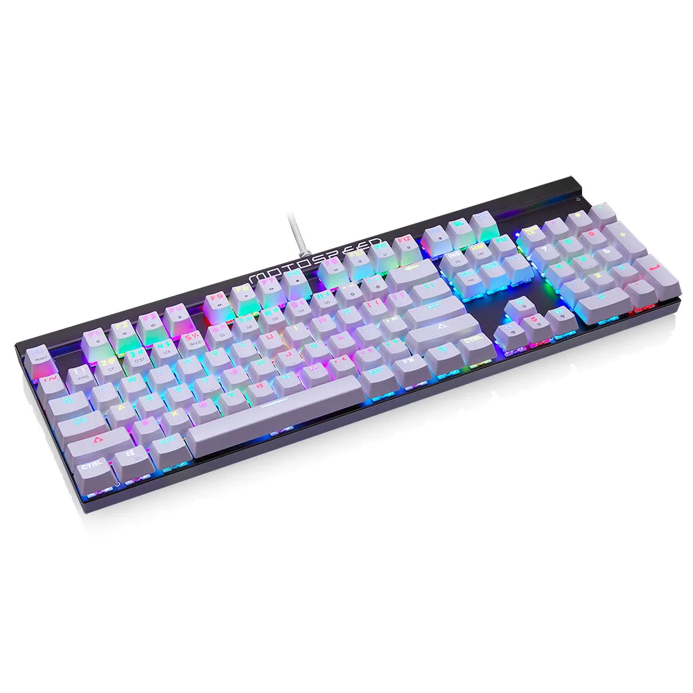 Русская/английская игровая механическая клавиатура CK103 14 режимов RGB подсветка USB2.0 104 ключи против ореолов синий/красный переключатель