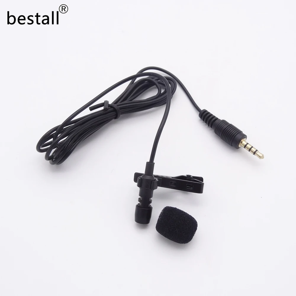 bestall Mini Portable Clip on Lapel Lavalier Condenser Mic Wired Microphone for iPhone Mobile 