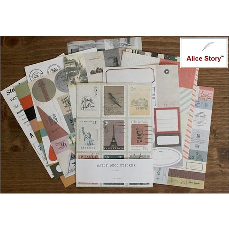 

Retro Daily Deco Stickers stamp stickers diary notebook journal lables