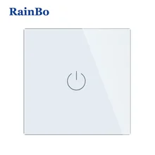 Wall Switch Crystal Glass Panel Switch EU Standard 110~250V Touch Switch Screen Wall Light Switch 1gang 2 way White Brand RainBo Wall Switch Crystal Glass Panel Switch EU Standard 110~250V Touch Switch Screen Wall Light Switch 1gang 2 way White Brand RainBo