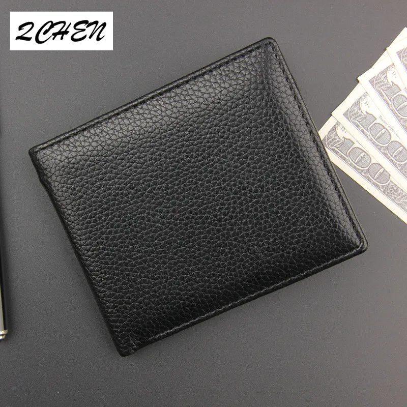 2019 new high-end PU wallet men's fashion pure black minimalist style wallet cheap men's wallet Fashion leisure 028