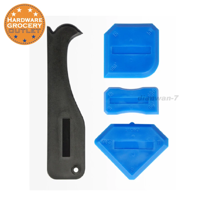 

Professional SILICONE SEALANT SPREADER PROFILE APPLICATOR TILE TOOL. SET OF 4, Caulk Finish Tool kit; Remover, Scraper