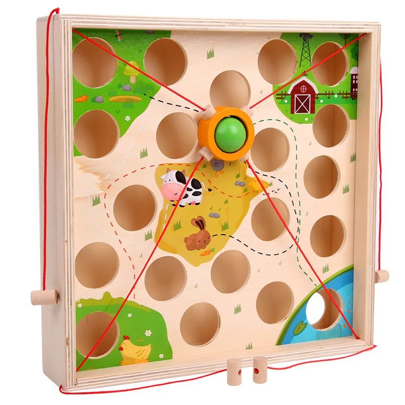  Funny Creative Pull Ball Table Game Children Wooden Maze Children's Early Education Intellectual Pa