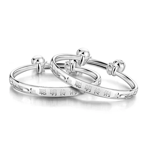 

Sterling silver jewelry fashion children's bracelet. Solid 925 silver beads bracelet baby. Lovely baby bell. birthday present