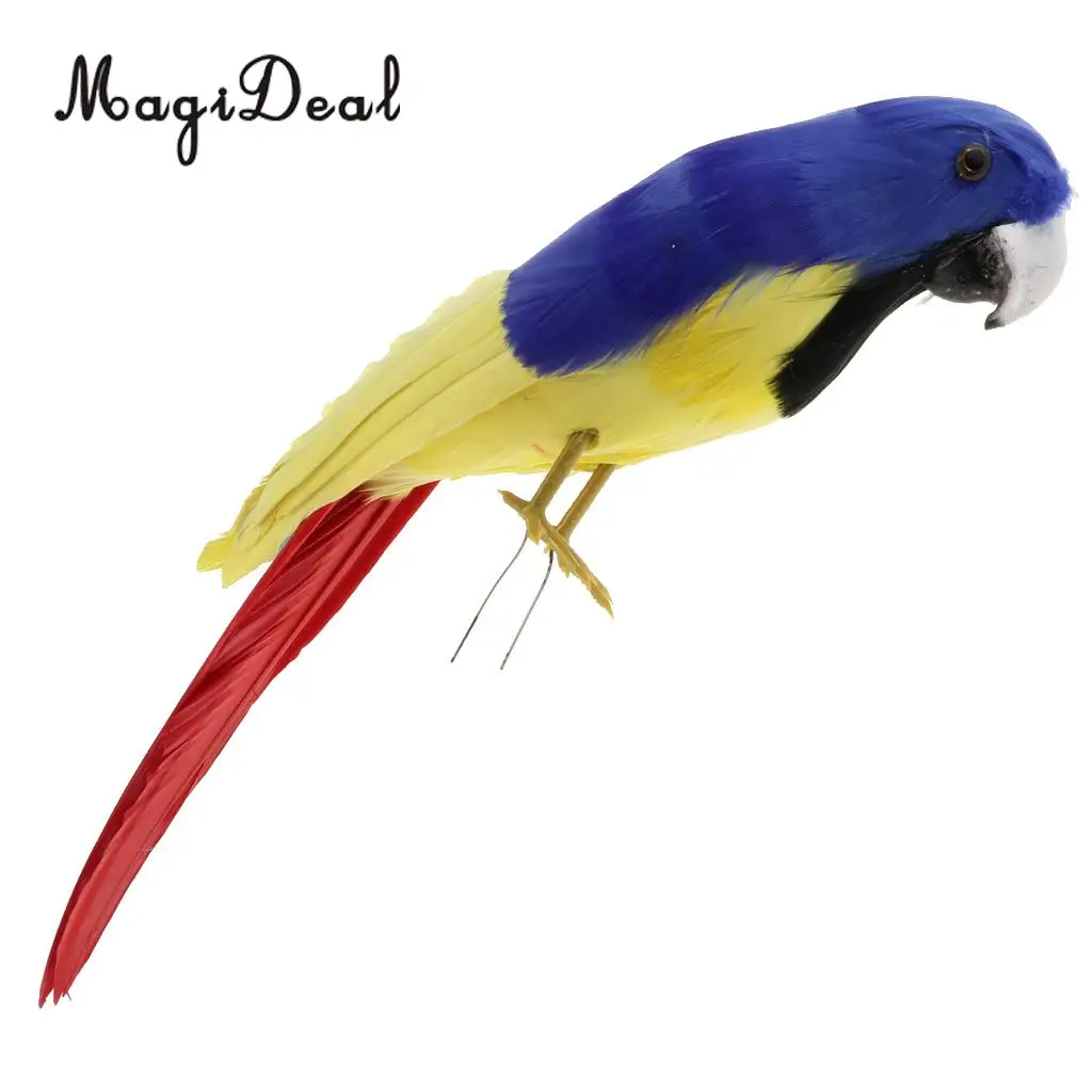 12'' / 30cm Decorative Feather Parrot Model Artificial Bird Statue Macaw Figurine Fancy Dress Props Garden Lwan Tree Decor