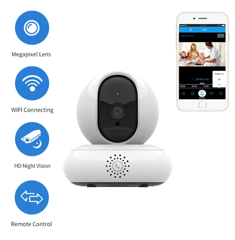 

Full HD Security CCTV Camera 360 Degree PTZ Infrared Night Vision IP Camera Cloud Storage Remoto Surveillance Camera BabyMonitor