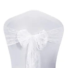Рождественский белый кружевной стул с поясом бабочка галстук бант для дома для свадебных церемоний вечеринок украшения