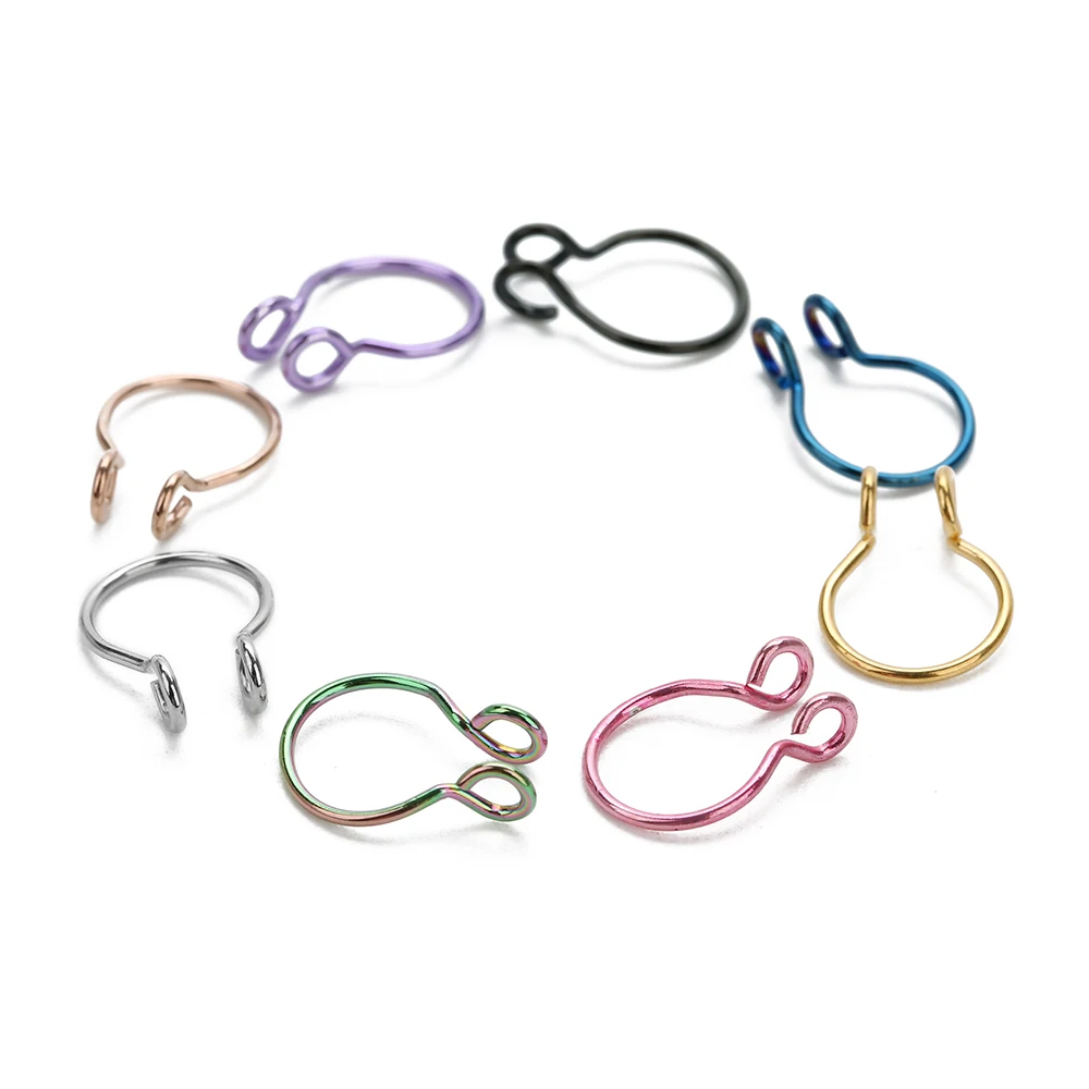 

Stainless Steel Hypoallergenic Faux Piercing Nez 6 Colors Faux Septum Ring Hoop Fake Nose Ring Fake Piercing Cilp On Nose Ring