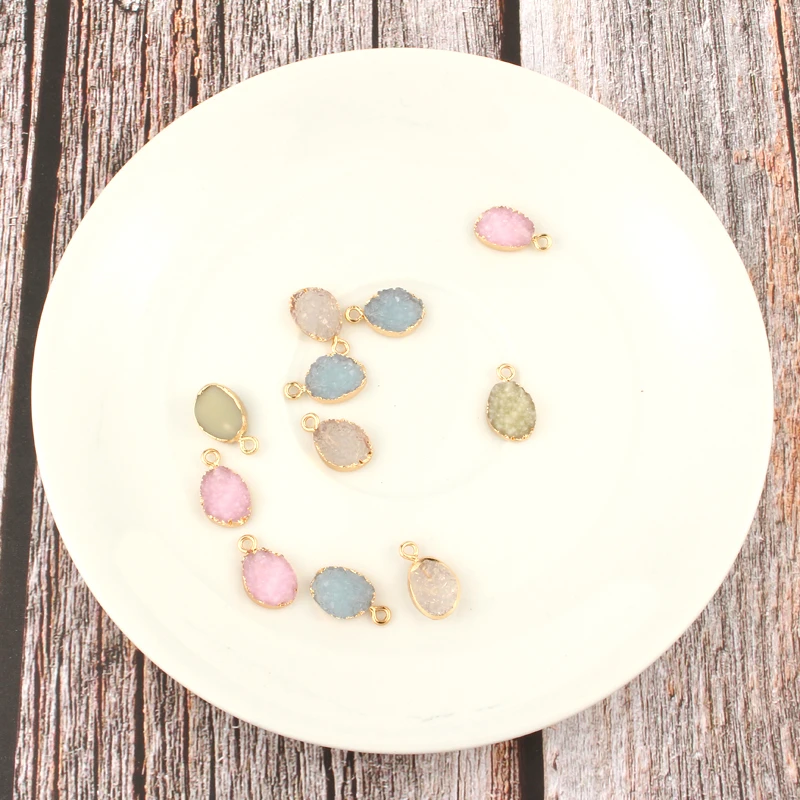 

2pcs 12mm Irregular Geometric Resin Stone Charms Findings Oval Diy Necklace Earring Pendant Handmade Jewelry Accessories F57