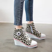 2019 New Canvas Leopard Women Shoes High Heel Wedges Pumps Luxury Shoes Women Platform Fashion Casual Zip Plus Size 35-43 цена 2019 New Canvas Leopard Women Shoes High Heel Wedges Pumps Luxury Shoes Women Platform Fashion Casual Zip Plus Size 35-43 цены онлайн