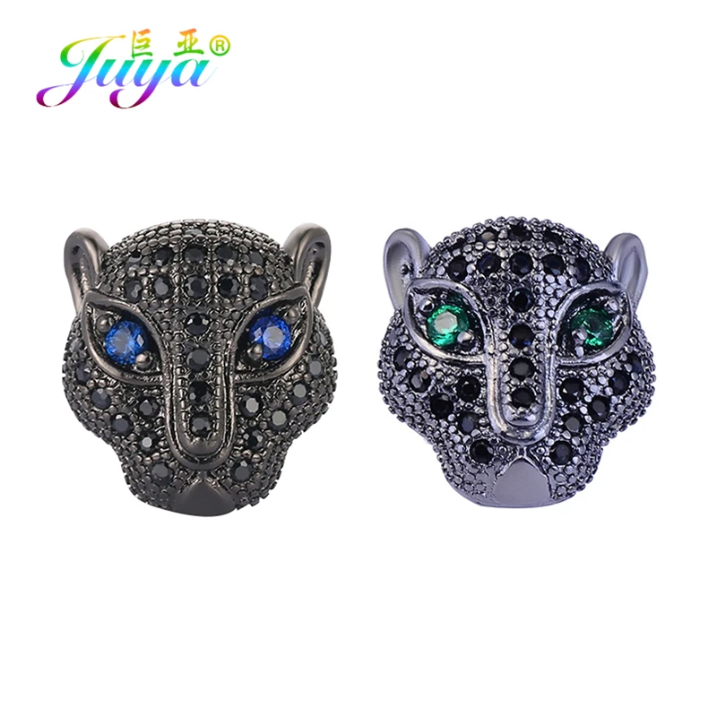 

Micro Pave Cubic Zircon Hollow Leopard Charm Spacer Animal Beads Accessories For Men Natural Stone Bracelets Diy Jewelry Making
