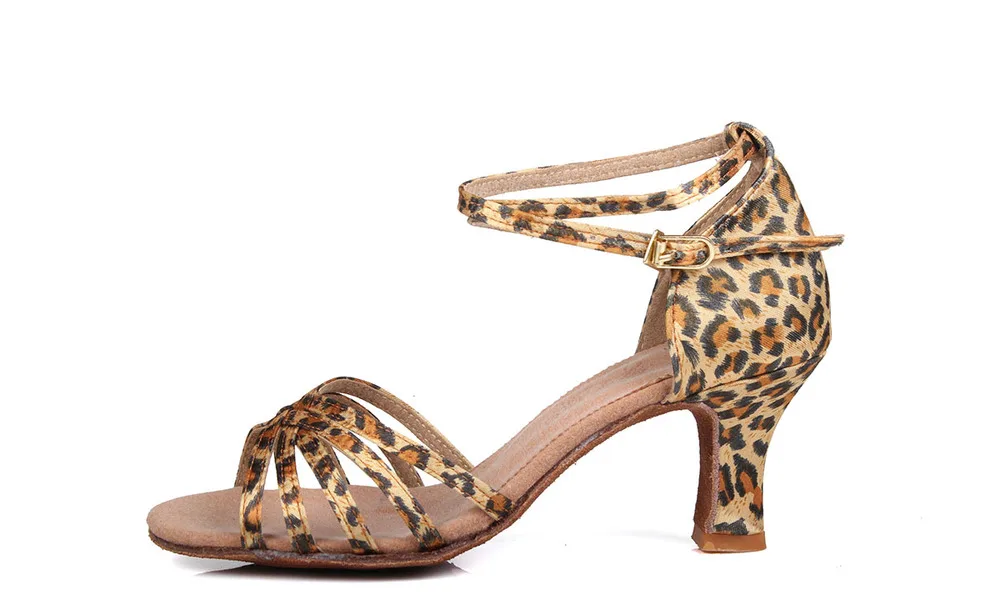 Лидер продаж; женские Туфли для латинских танцев каблуке Костюмы для бальных танцев Танцы Обувь для Для женщин Дамы Обувь для девочек танго Обувь - Цвет: 7CM Leopard