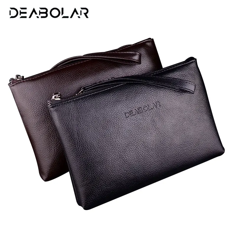 Deabolar Brand Soft Leather Men Clutch Bags Large Capacity Men Wallets Purse Long Strap Envelope ...