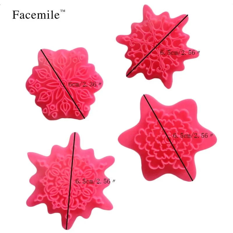 4Pcs/lot Flower Shape Cake Embosser Lace Press Mold Biscuit Stamps Fondant Sugarcraft Cookie Cutter Kitchen Tools Baking 51057