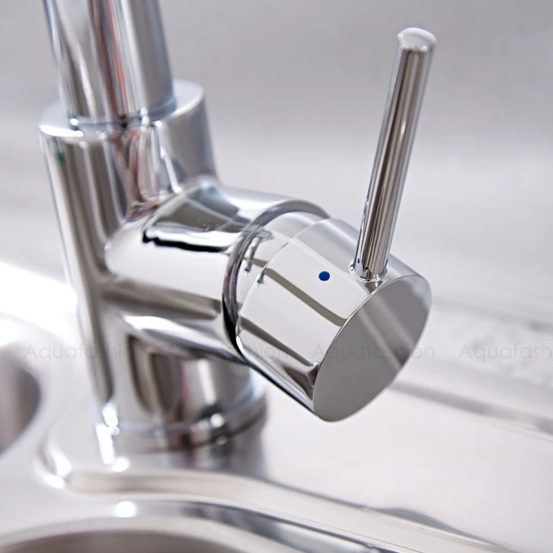Commercial Style Double Spout Kitchen Faucet Pull Out Spray Sink Faucet Brass Mixer Tap (5)