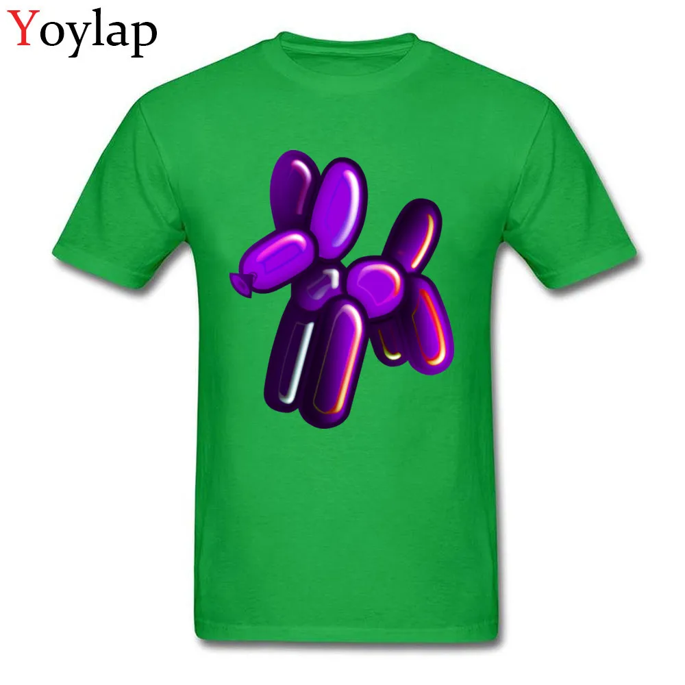T-Shirt Casual Short Sleeve Newest O-Neck Cotton Fabric Tops Shirt Summer Summer Balloon Animal - Dog (purple) Clothing Shirt for Men green
