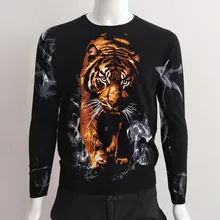 Властный Тигр шаблон печати Модный пуловер вязаный свитер осень высококачественный хлопок мягкий эластичный свитер мужской m-xxxl