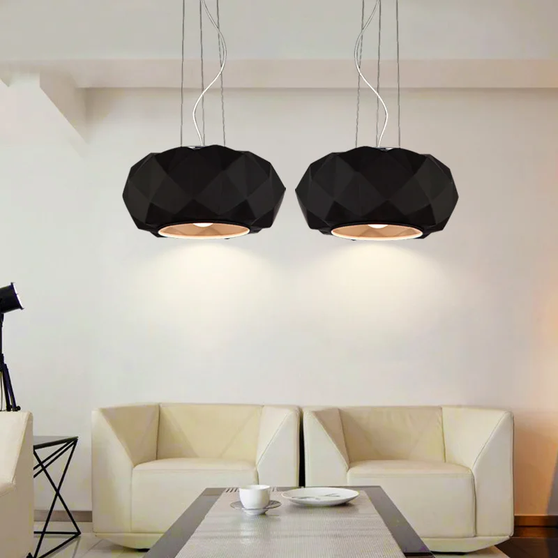 Glass Pendant Lights Simple Modern Hanging Black White Glass Pendant Lamps Diamond Cutting Plating Decorative Pendant Light for Restaurant (20)