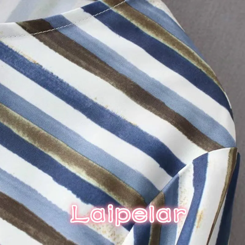 Long sleeve blouse women shirts elegant striped O neck chic blouse vintage female casual tops blusas tunic korean streetwear