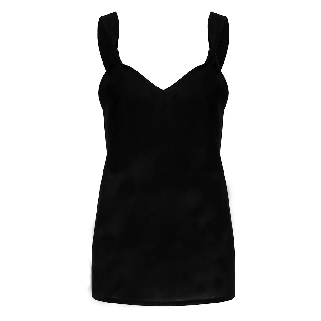 

elastic top women Casual Sleeveless V-neck Strappy Tunic Vest Chiffon Camisoles Tank Tops haut femme ete 2019 styl dentelle #8