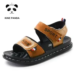 KINE PANDA Детские сандалии для мальчиков пляжная обувь подростковый школьный студенческие Детские из натуральной кожи летние сандалии для