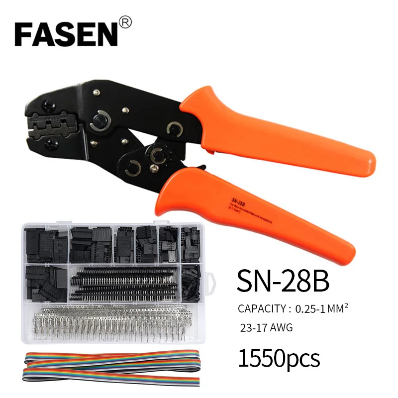 

SN-28B with 1450PCS/1550PCS Ratcheting Crimper Tools dupont crimping tool pliers terminal ferrule crimper wire hand tool set