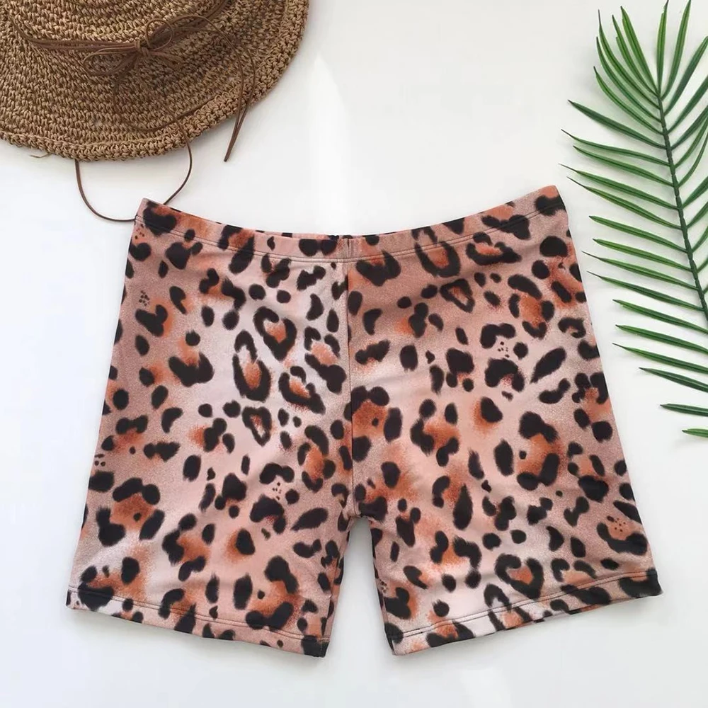 

2019 new Women Swimming Trunks Surfing Elastic slim large size high waist leopard print swimming trunks Summer beach sexy