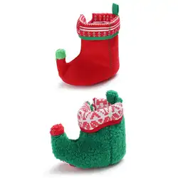 Рождество Детская обувь зимняя Теплые обувь новорожденного Малыш Холст Рог сапоги