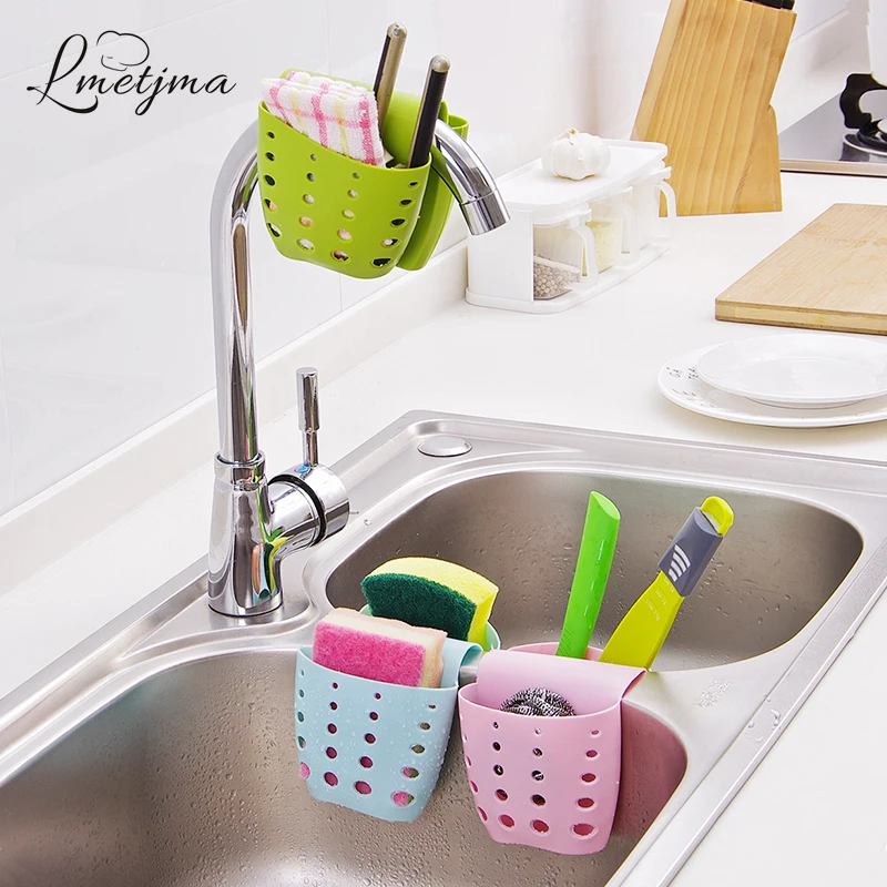 

LMETJMA Hanging Storage Holders Soap Sponge Drain Rack Storage Double Holders for Kitchen Bathroom Accessory PYKC0329-8