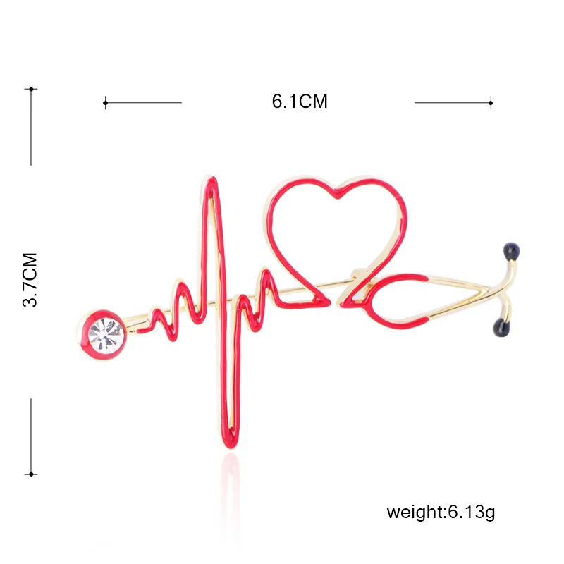 Funmor, Специальная брошь в виде стетоскопа, электрокардиограмма, эмалированные булавки для женщин, медсестры, пальто, Униформа, блузка, Bejouterie, для банкета, подарки на каждый день
