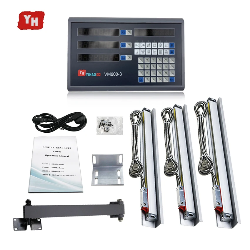 

Milling Lathe Machines 3 Axis Dro Kit/Set VM600-3 Digital Readout with 3 PCS 5U Linear Scales/Encoder/Sensor Overall Sizes