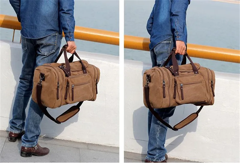 Большой Ёмкость Для мужчин ручной Luggag дорожная сумка Холст Выходные сумки на плечо для Для мужчин дорожные сумки многофункциональный Overnight