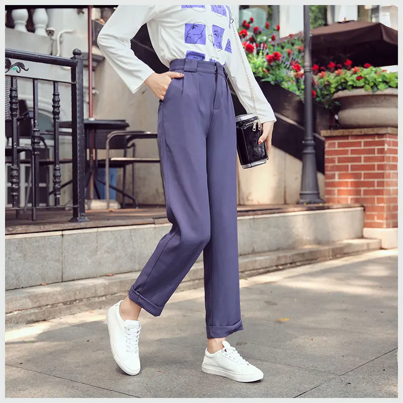 

Autumn Spring Purple Pants Casual Harem Pants 2018 Fashion Ankle-length Harem Pants Lady Trousers Female Plue Size S-xxl