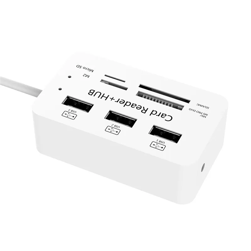 3 порта usb-хаб высокоскоростной USB2.0 разветвитель Кабель кардридер поддержка SD MMC TF M2 MS для Windows XP 7 8 10 Mac OS
