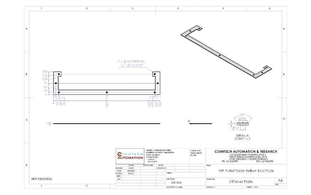 Bellow cover width 700 mm x height 150mm Lmax 550mm steel 