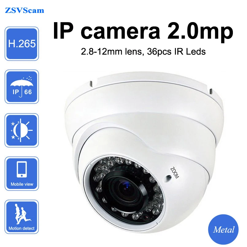H.265 с переменным фокусным расстоянием 1080 P IP камера 2mp зум объектив датчик