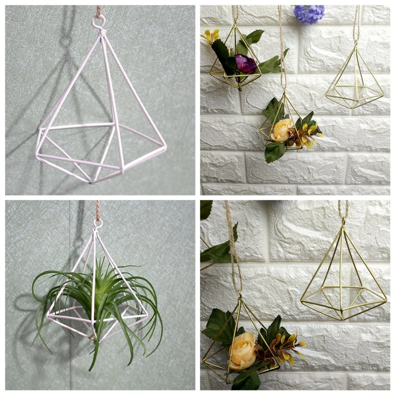 

Wall Freestanding Hanging Tillandsia Air Plants Rack Rustic Metal Iron Wrought Geometric Plant Holder Home Decor