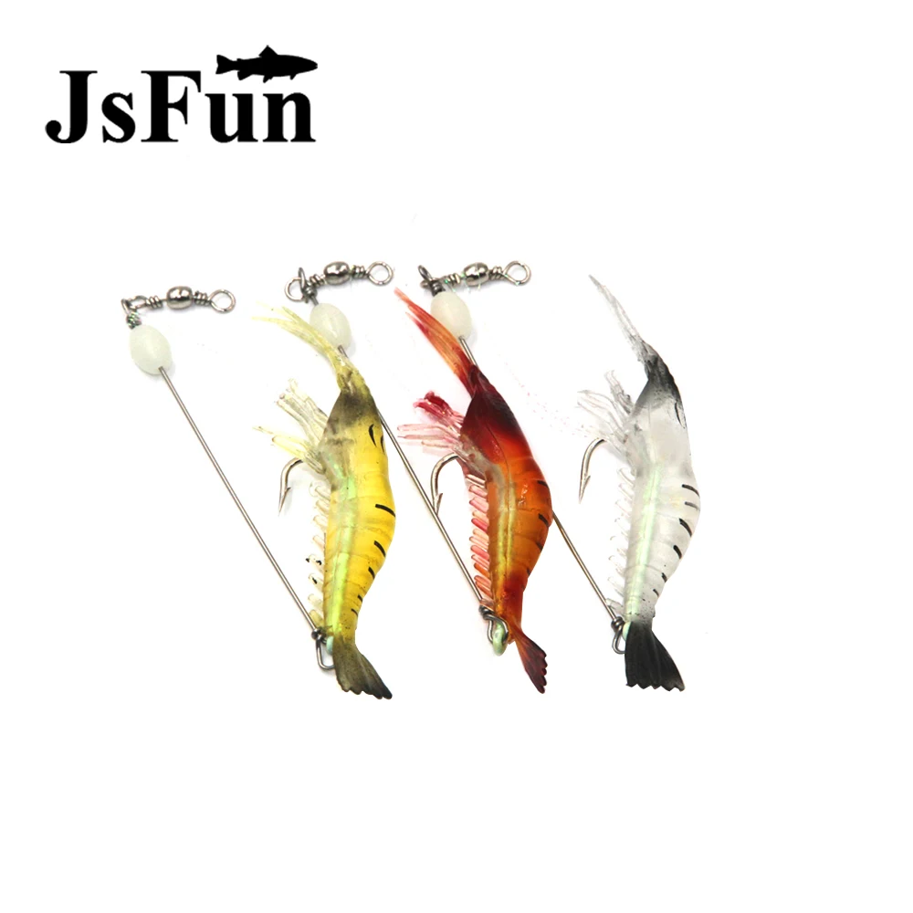 

3pcs JSFUN 18cm 6g Artificial Shrimp Fly Fishing Lures Soft lure Bait with Hook Luminous Glow Bead Silicon Fishing Tackles FU226