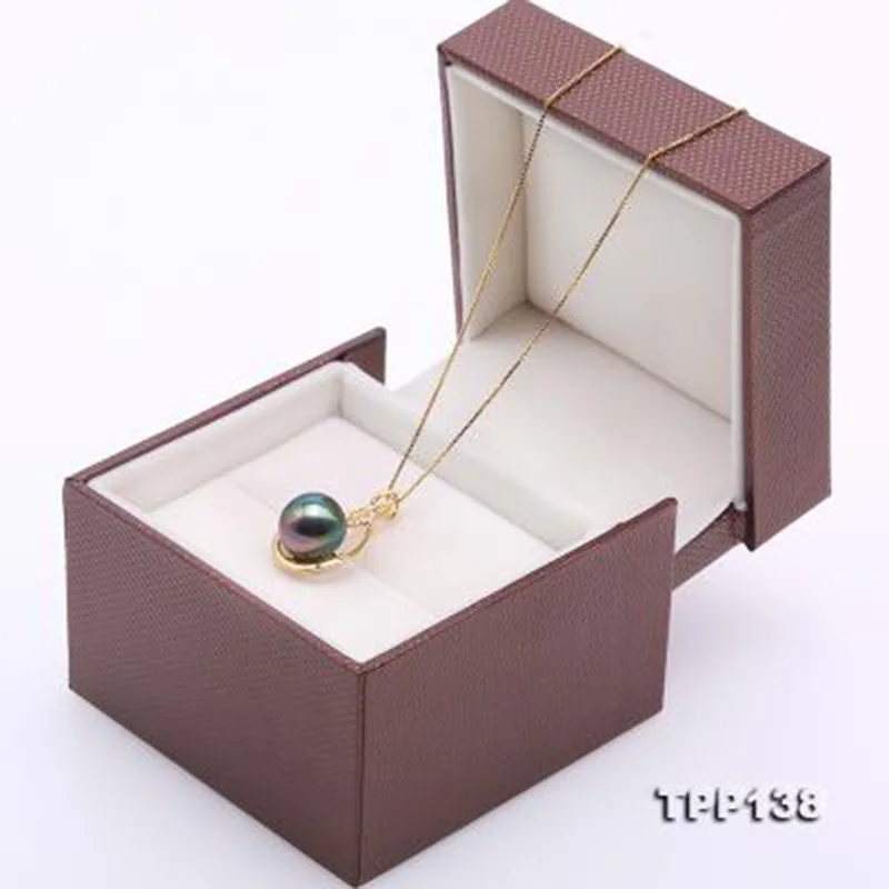 JYX изящный кулон 18K золотой круглый 11 5 мм павлин зеленый Tahitian культивированный