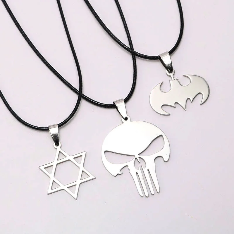 

Stainless Steel Necklaces for Women Men Bat Six-pointed Star Cross Titanium Steel Sun Star Cross Pendents Necklace Gifts