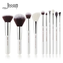 Jessup бренд перламутровый белый/серебристый Профессиональный набор кистей для макияжа Набор инструментов тональный крем для пудры буфера щек шейдер