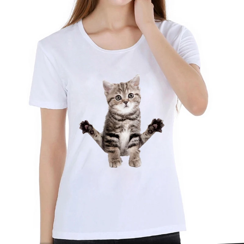 Мода Мультфильм Неко Atsume упражнения Kittien футболка вечерние женские футболки со