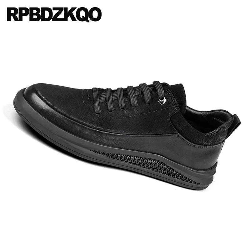 Casual Skate Couro Runway Sapatas Dos Real Italianos Genuíno Preto Sneakers Formadores Inverno Primavera Vaca Europeia Luxo De Marcas Homens Preta O188xwqz