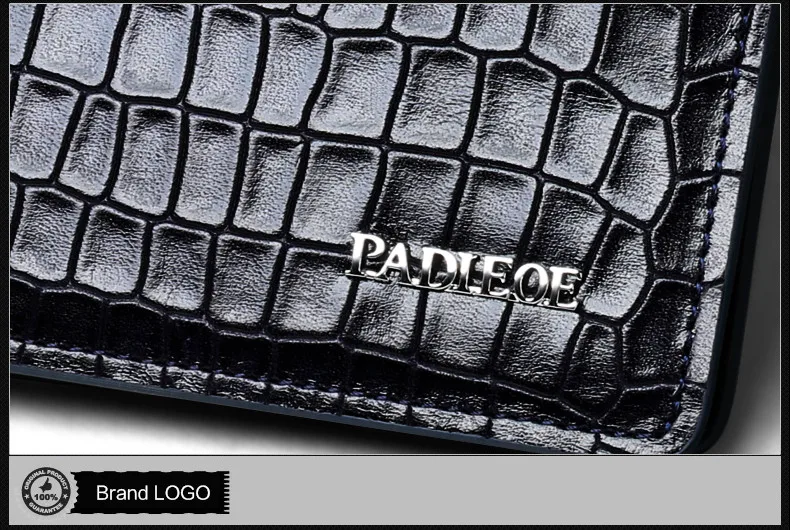 Padieoe брендовый кошелек с крокодиловым узором из натуральной коровьей кожи, деловой мужской кошелек для отдыха, модные роскошные кожаные мужские кошельки