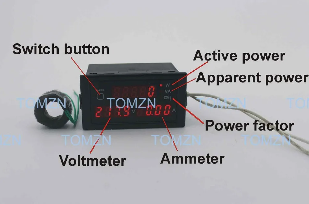 medidor voltímetro amperímetro com ativo e reativo potência e fator de potência