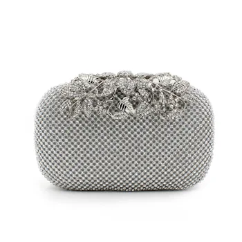 

Luxury Diamond Flower Evening Clutches Bags Women High-grade Full Rhinestones Mini Hand Bag Evening Clutch